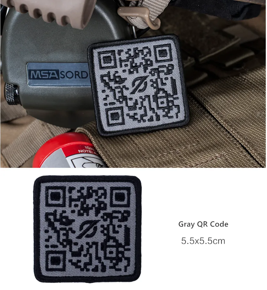 QR Code Tactical Military Badge Embroidery Patches DIY Applique For ...