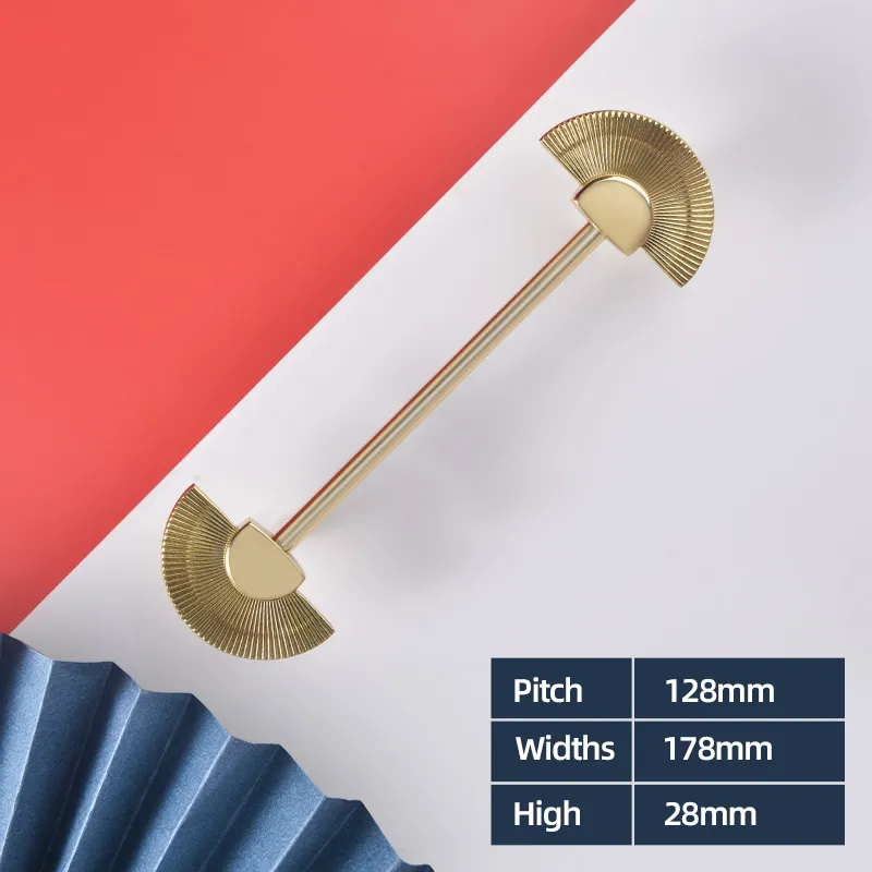 2pcs Creative Sector Brass Door Handles Nordic Furniture Handles and Knobs for Cabinet Kitchen Cupboard Drawer Pulls Hardware