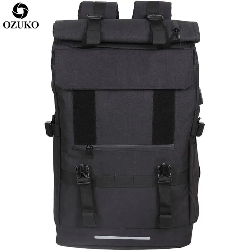 Ozuko 40L Plecak podróżujący o dużej pojemności Mężczyźni Plecak laptopa USB dla nastolatków wielofunkcyjny Travel Male School Bag 2112032456