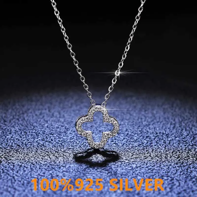 6bfe hanger kettingen echte moissaniet hanger ketting voor vrouwen topkwaliteit 100% 925 sterling zilveren trouwfeest klaver fijne sieraden 240410