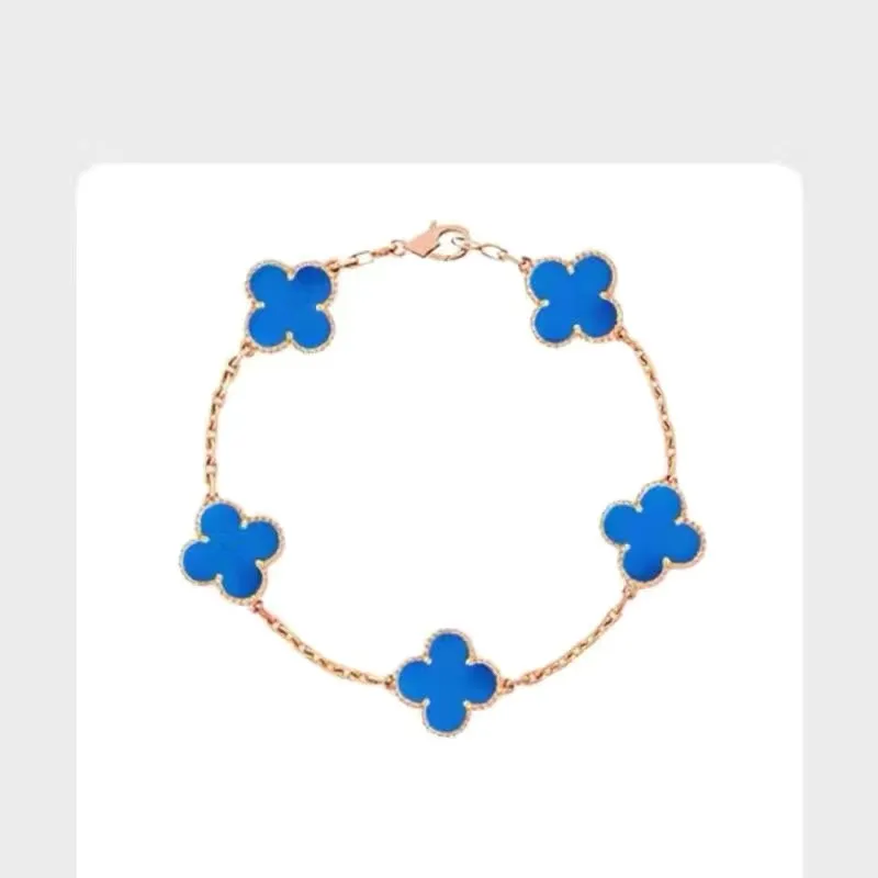 20color 패션 클래식 4/Four Leaf Clover Charm Bracelets 다이아몬드 뱅글 체인 18K 금 마노 껍