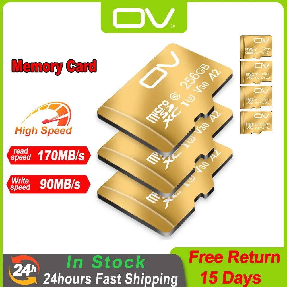 Cartes OV Flash MicroSD TF Carte 32 Go 64 Go 128 Go 256 Go 512 Go A2 U3 SD XC V30 VIDÉO 4K Cartes mémoire pour DJI Drone UAV High Speed