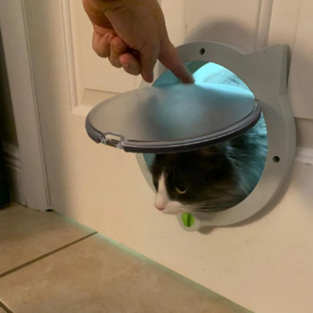 Small Round Lockable Cat Door Plastic Way Safe Pet Gate For