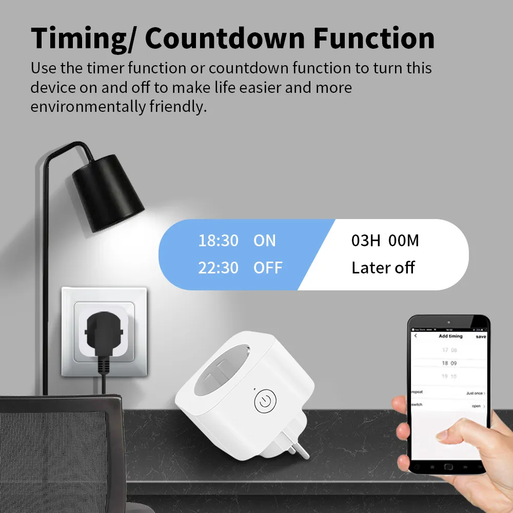 Tuya Zigbee Smart Plug Socket Eu Plug Power Monitor funziona con Alexa Google Home