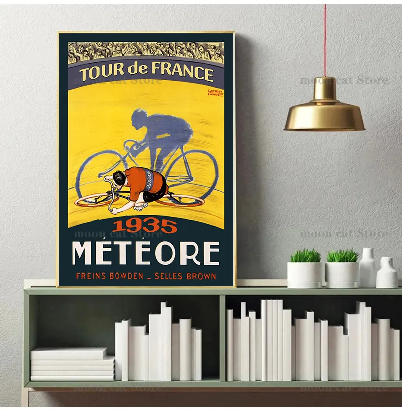Винтажный спортивный велосипед езды на велосипеде 1952 Le Tour de France Brest Rouen Bicycle плакат холста