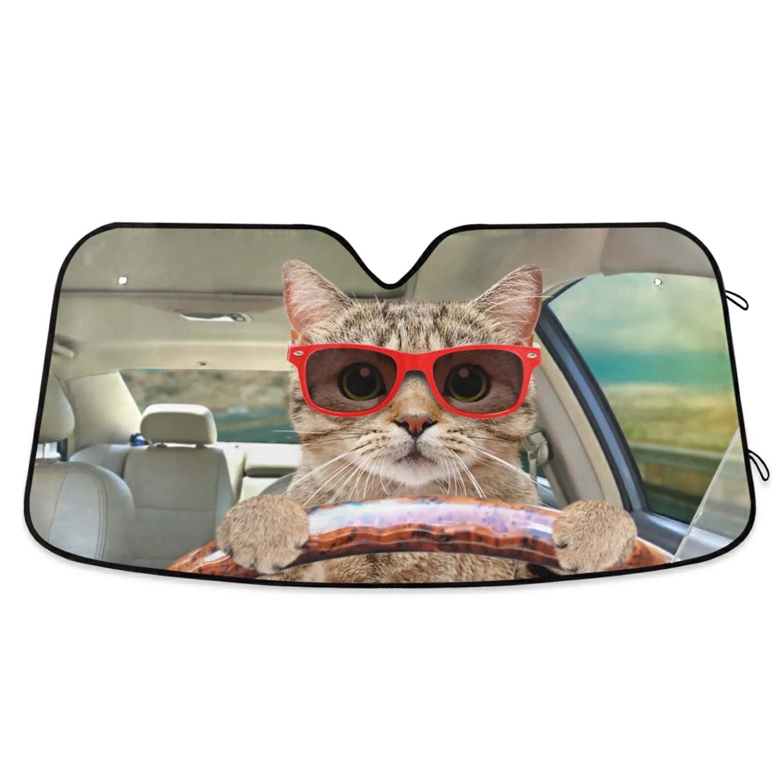 Autosonne Visier Sonnenbrille Katze Fahrautos Windschutzscheibe Sonnenschatten Auto -Frontfenster Abdeckung Faltbar UV -Beschützer halten Fahrzeug kühl halten