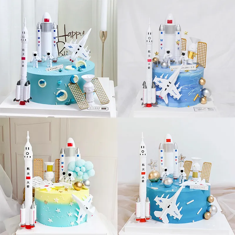 Décor de gâteau aérospatial décor astronaute gâteau topper mini modèle de navette spatiale pour l'espace anniversaire décorations de fête