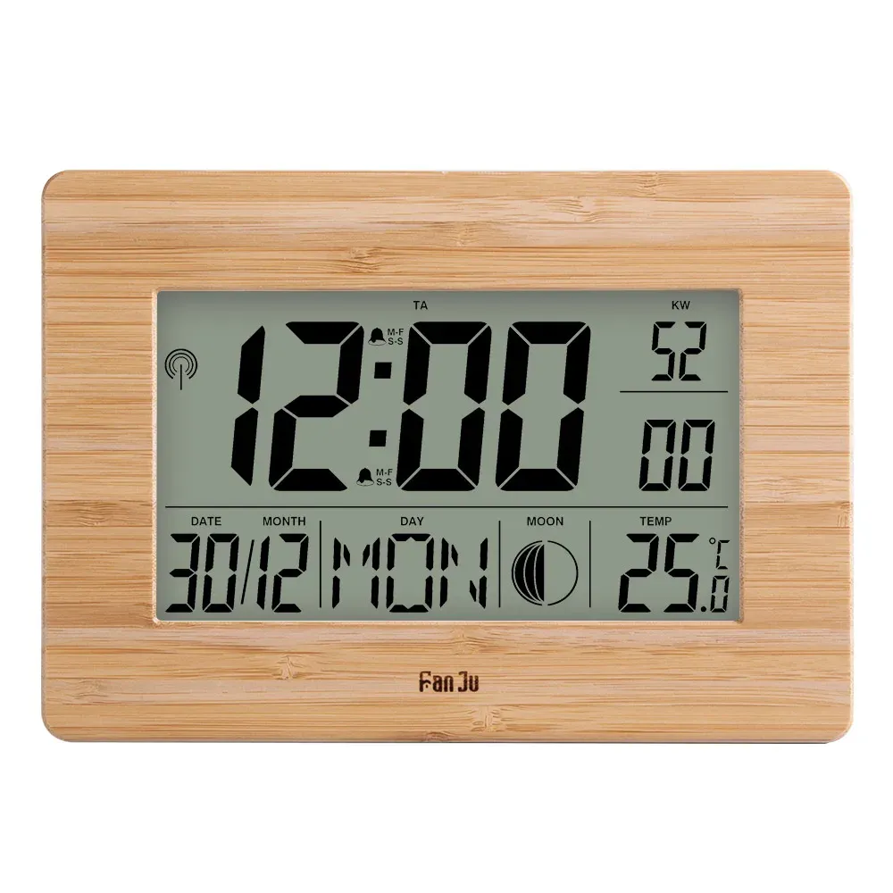 Fanju Digital Wall Clock LCD多数の時間時間温度カレンダーアラームテーブルデスク時計現代のデザインオフィスの家の装飾