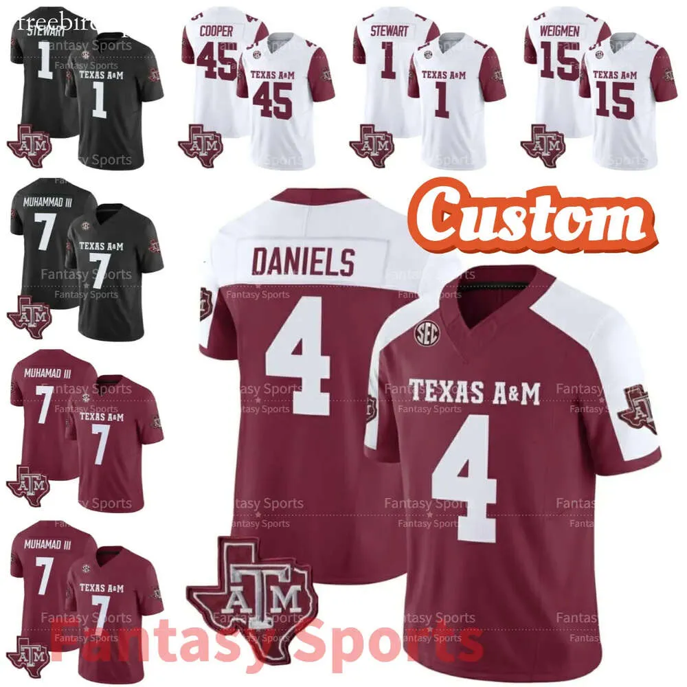 2 Johnny Manziel Texas Am Aggies Moose Muhammed III Jersey 7 Kolej Futbolu Ed Marcel Reed Evan Stewart 1 Amari Daniels Conner Weigman Yeni Beyaz Kırmızı