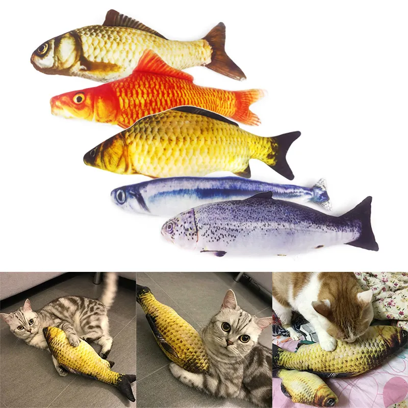 猫のための動く魚のおもちゃのキャットニップリアルなぬいぐるみ魚詰め枕噛む噛むおもちゃ子猫魚フロップ猫膨らむ魚のおもちゃキャットニップT