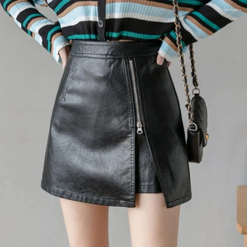 スカートHouzhou Zipper Leather Skirt女性