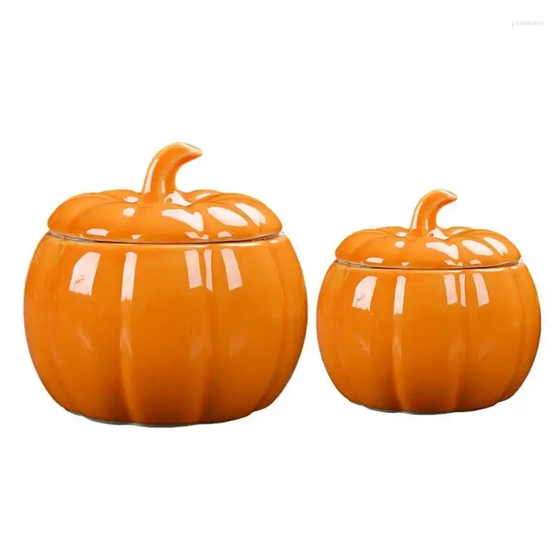 Förvaringsflaskor pumpa keramik krydda burk salt socker container kök burkar arrangör halloween dekor tillbehör