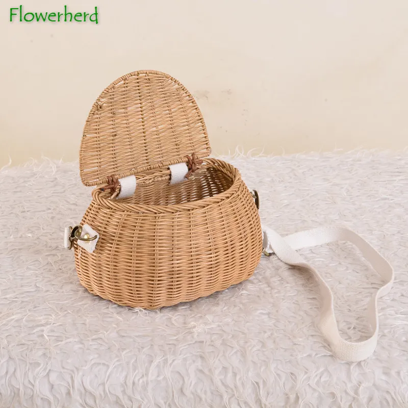 Woven Rattan Basket Handmade Bicycle Basket Children Backpack Bike Tricycle Scooter Supplies Kids Artificial Weaving Basket