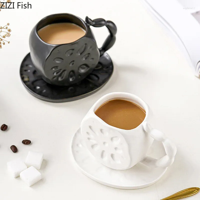 Tazze a forma di loto a forma di radice ceramica creativa ceramica moderna pomeriggio tè latte tazza d'ufficio acqua per bere utensili per bere