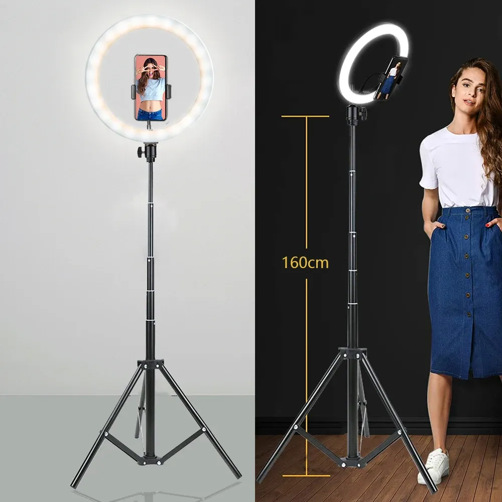 Lights 26 16 cm Selfie Ring Light مع Tripod Stand حامل الهاتف المحمول LED حافة مصباح للبث المباشر على YouTube Tiktok Video