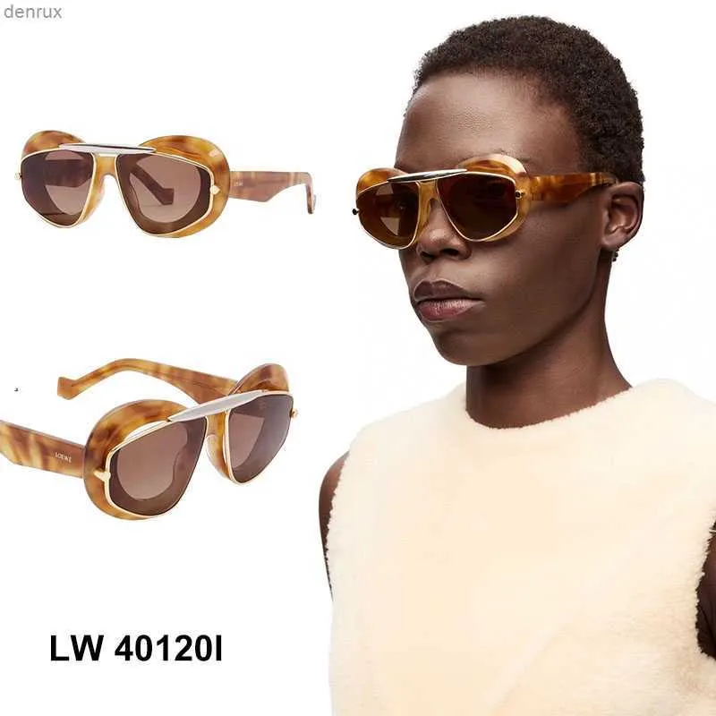 Sunglasses Hip Hop Trendy Men and Women Designer Wing Double Frame Sunglasses in Acetate and Metal Temple with Letter 40120I Geometric Gold Metal Border Beach Partyl