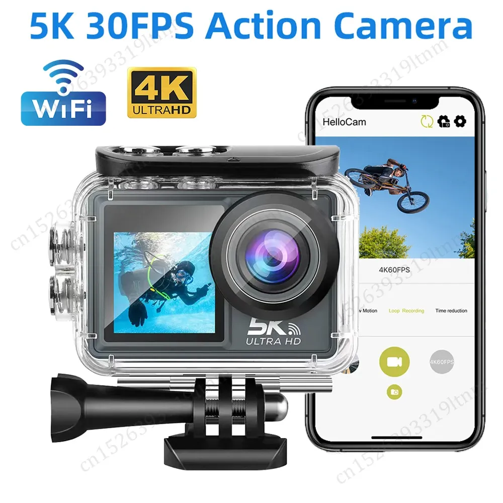 Cameras Driver 5K Action Camera 30FPS WiFi 2 Inch Wide Angle Underwater Waterproof Video Recording Sport Cameras Outdoor Camcorders