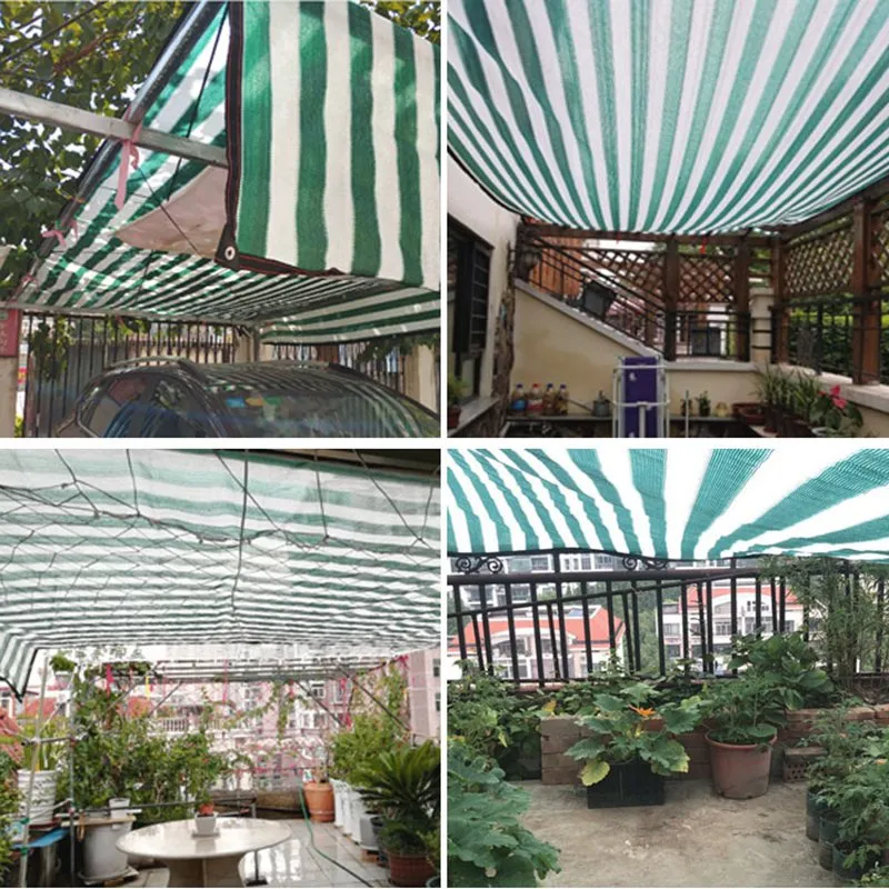 Buiten HDPE STRIPE SUNSHADE NET TUIN PLANTEN COVER ZONDADER SAIL SAIL PERGOLAS BALCONE FENTEN NET GAZEBOS TENT TERRACE ALTACES