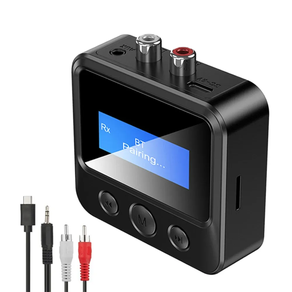 Adapter LCD Audio -ontvanger Zender BluetoothCompatible 5.0 Wireless Audio Adapter A2DP/AVRCP -protocolondersteuning TF -kaart voor Auto -audio