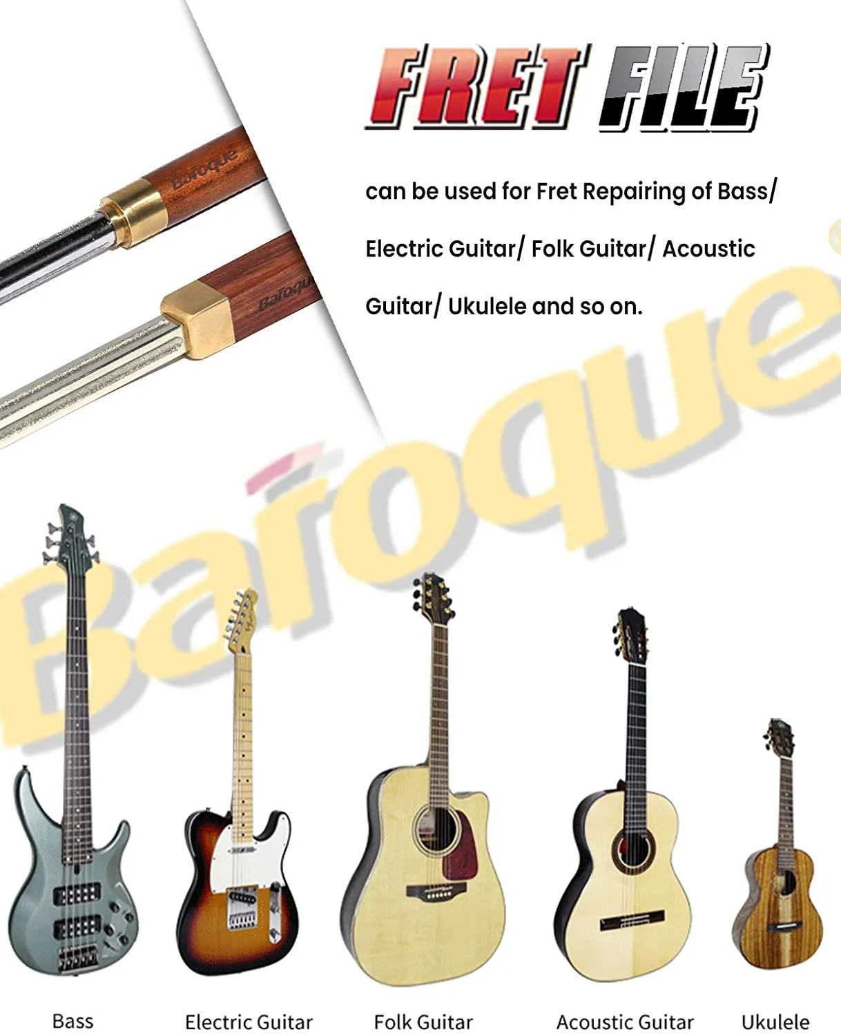 Guitar Fret File Guitar Fret Crowning File With 3 Edges - Luthier