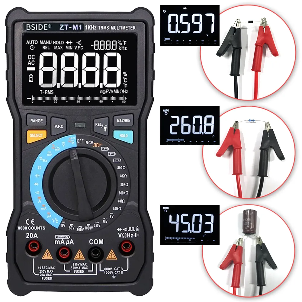 Bside ZT-M1 Auto/Manual Digital Multimeter 8000 Zählungen analog Tester