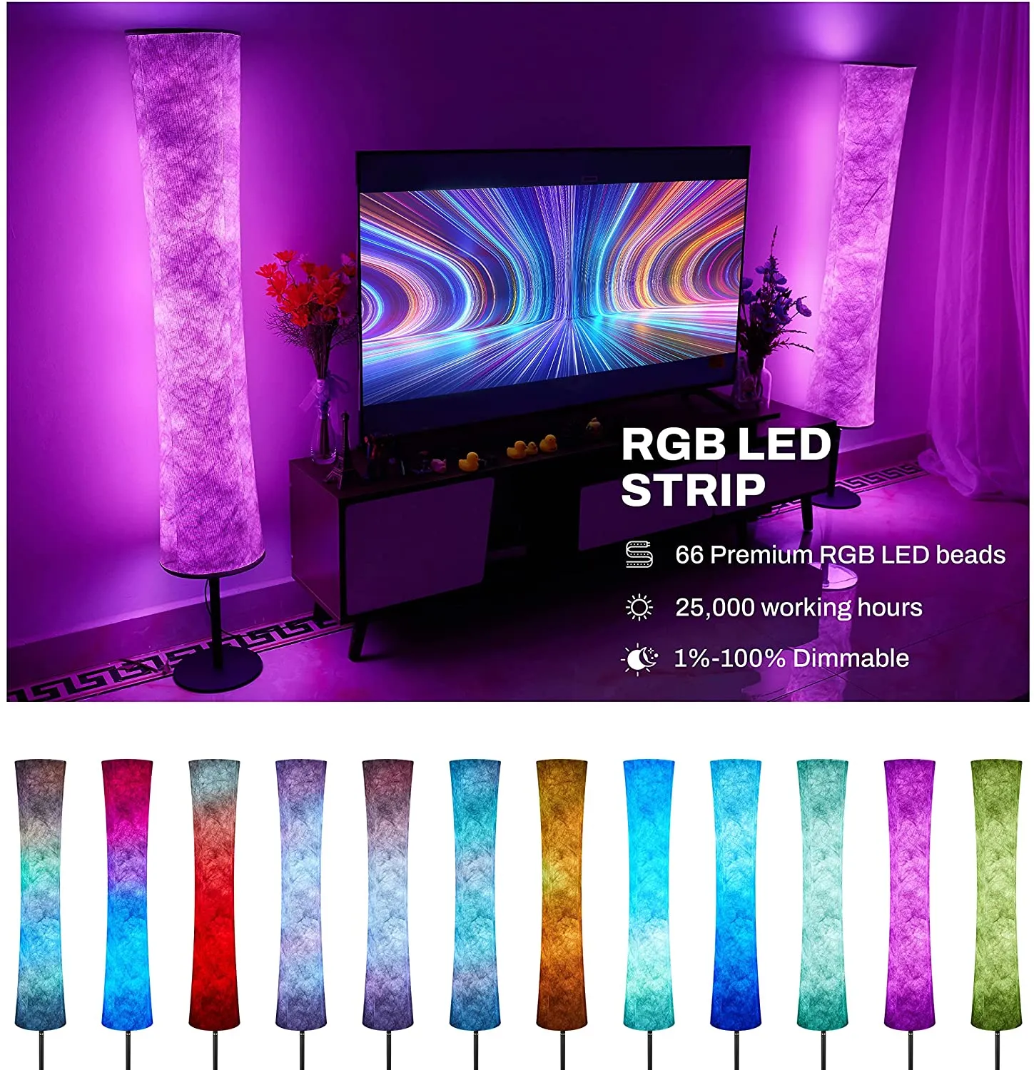 Smart Alexa Controlled Nordic RGB LED Corner Rgbic Floor Lamp For ...