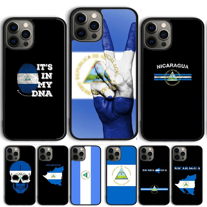 Case de teléfono de la bandera de Nicaragua para iPhone 14 15 13 12 Mini XR XS Max Cover for Apple 14 15 11 Pro Max 6S 8 7 Plus SE2020 COQUE