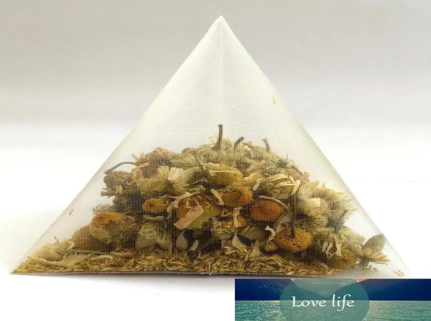 557 cm Biologisch abbaubarer nicht gewohnter Pyramiden -Teebeutelfilter Nylon Teebeutel Single -Saite mit Etikett transparent leere Teebaschen7039109