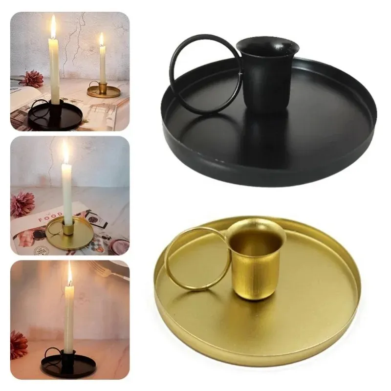 Creative Retro Candlestick Metal Candle Setent Delitador de vela com alça para a decoração de Natal de casamento de mesa em casa