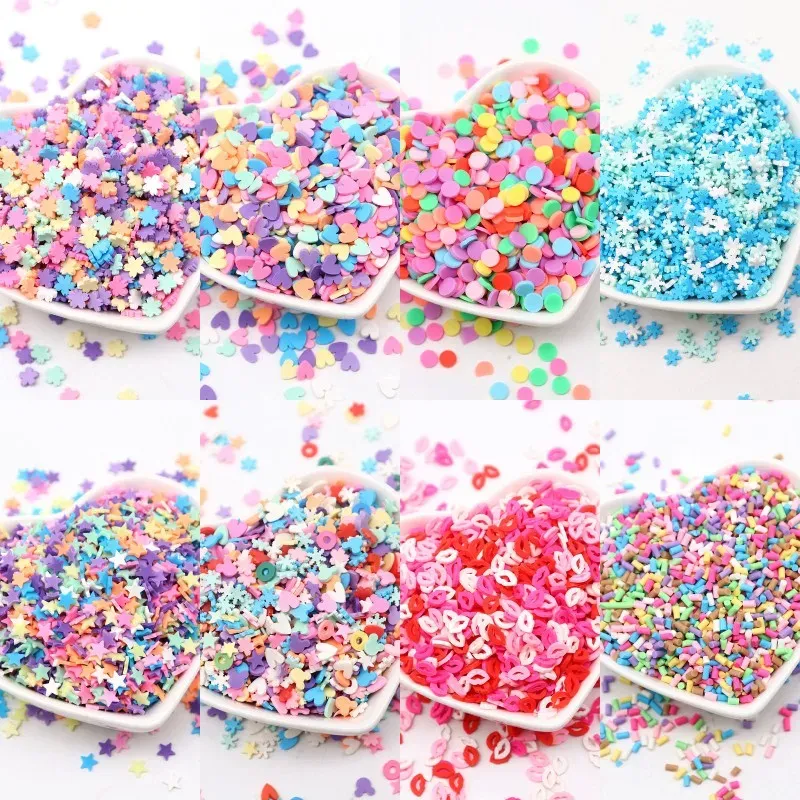 10g Slime Resin Light Clay Colorful Flower Star Heart Polymer Clay DIY Nail Art FillingCrafts Tiny Cute Plastic Mud Particles