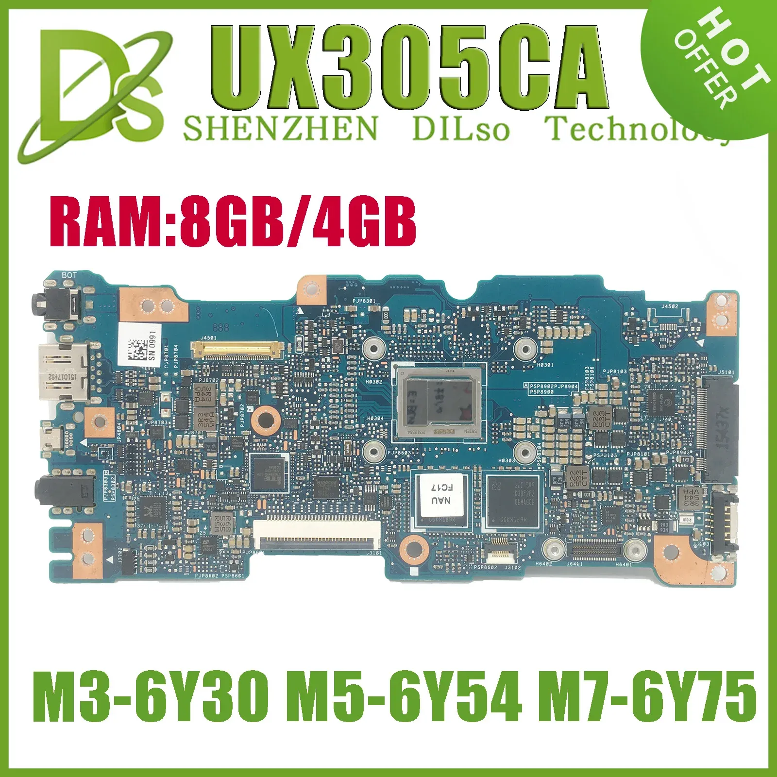 Motherboard KEFU UX305CA With M36Y30 M5 CPU 4GB 8G RAM MAINboard REV 2.0 for ASUS Zenbook U305C UX305 UX305C Laptop Motherboard 100% tested