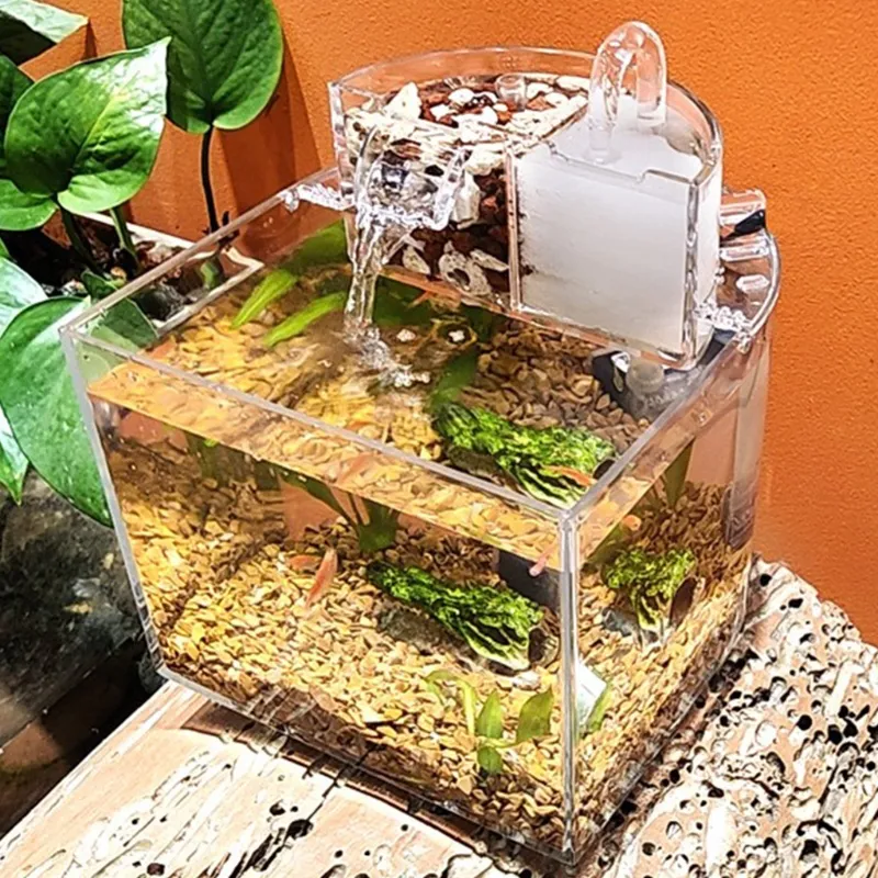 Mini -Acrylaquarium Transparent Fischhüter Fischbowl tragbarer Desktop -Fisch für Betta Fisch Starter Au03 21