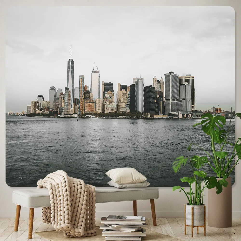 Prosperous City New Yorker Hintergrund Tuch Home Art Wandteppich böhmian dekorative Wandteppiche Hippie großer Blattsofa Decke