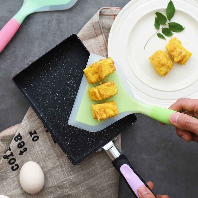 WALFOS Silica Gel Japanese Tamagoyaki Omelette Pan Turners Temperature-Resistant Silicone Spatula Turners