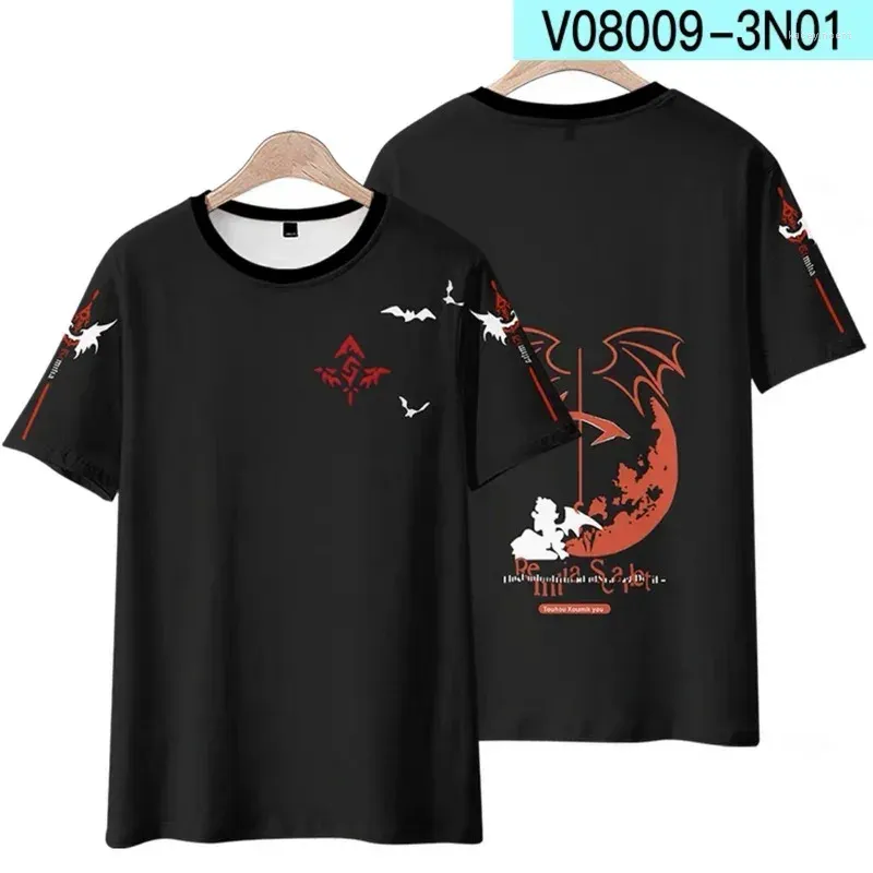 Men's Hoodies Touhou Design Tinplate Scarlet 3d Printing T-shirt Summer Round Neck Short Sleeve Kimono Game Anime Streetwear