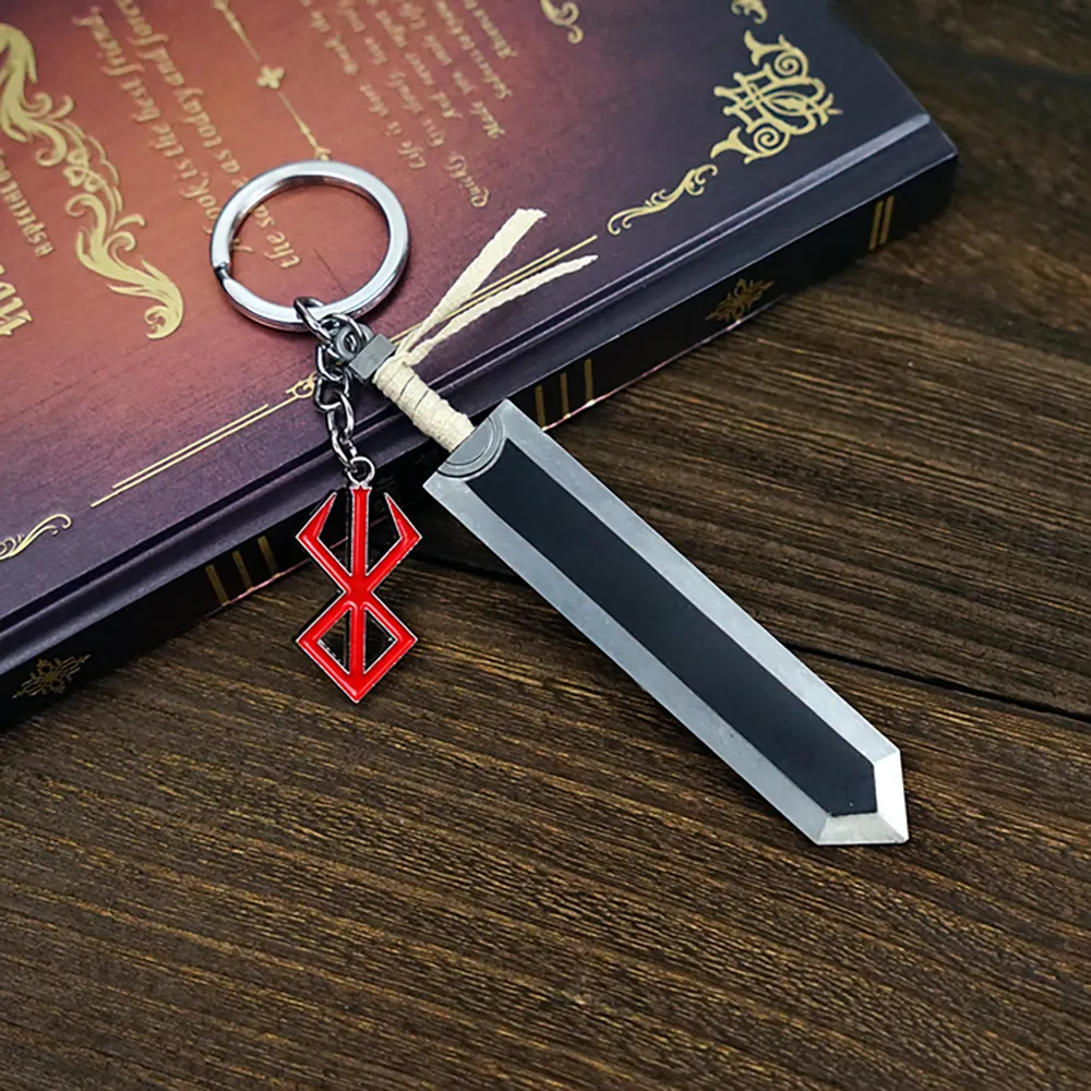 Berserk Guts Black Sword Keychain Jewelry Chain Chain Anime Course Keychains For Men Women Accessories Key Ring Pendant Llaveros