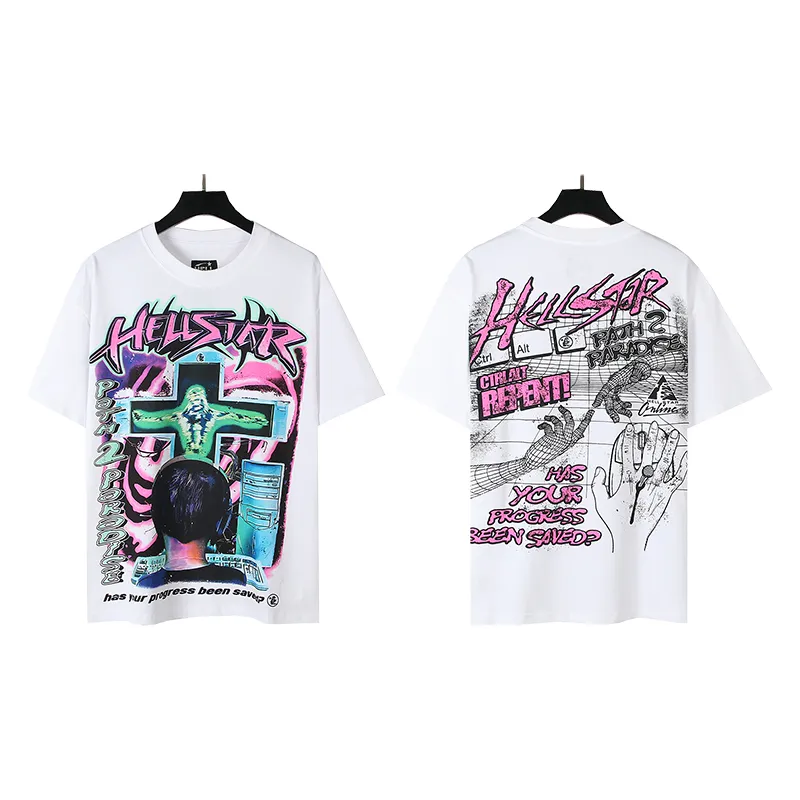 Hellstar T Shirt Rappe Męskie kobiety Tshirt Rapper Umyj ciężkie rzemiosło unisex krótkie rękaw Top High Street Retro Hell Projektanci Tees Tees Mens Designer Shirts 43