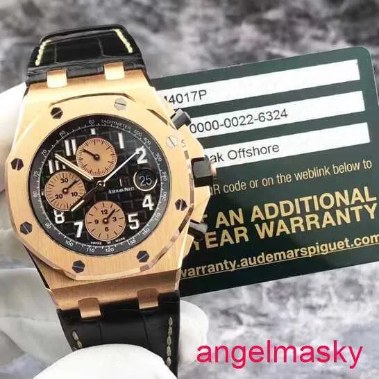 AP Moissanite Wrist Watch Royal Oak Offshore Series 26470or Black Panel 18K Rose Gold Automatic Mechanical Mens Watch 42mm