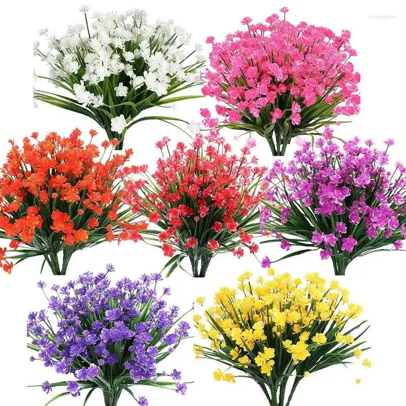 Kwiaty dekoracyjne sztuczne rośliny Outdoorowe krzewy odporne na UV Faux Spring Dekoracja Realistyczne zawocki kwiatowe bezobsługowe dla garnków