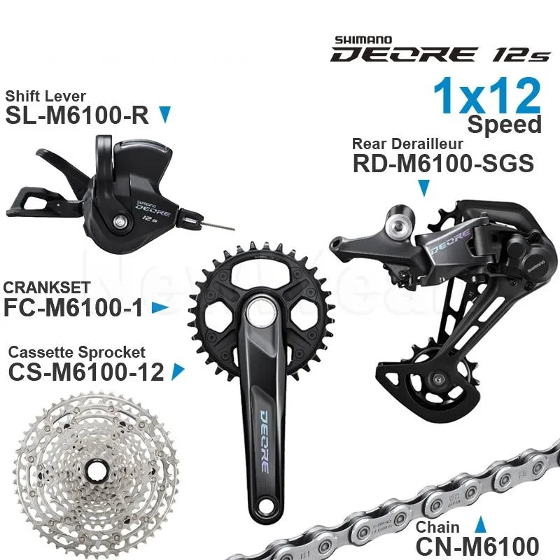 SHIMANO DEORE M6100 12v Groupset Shifter Rear Cassette Sprocket Chain CRANKSET 1x12-speed Bottom Bracket parts for MTB bike