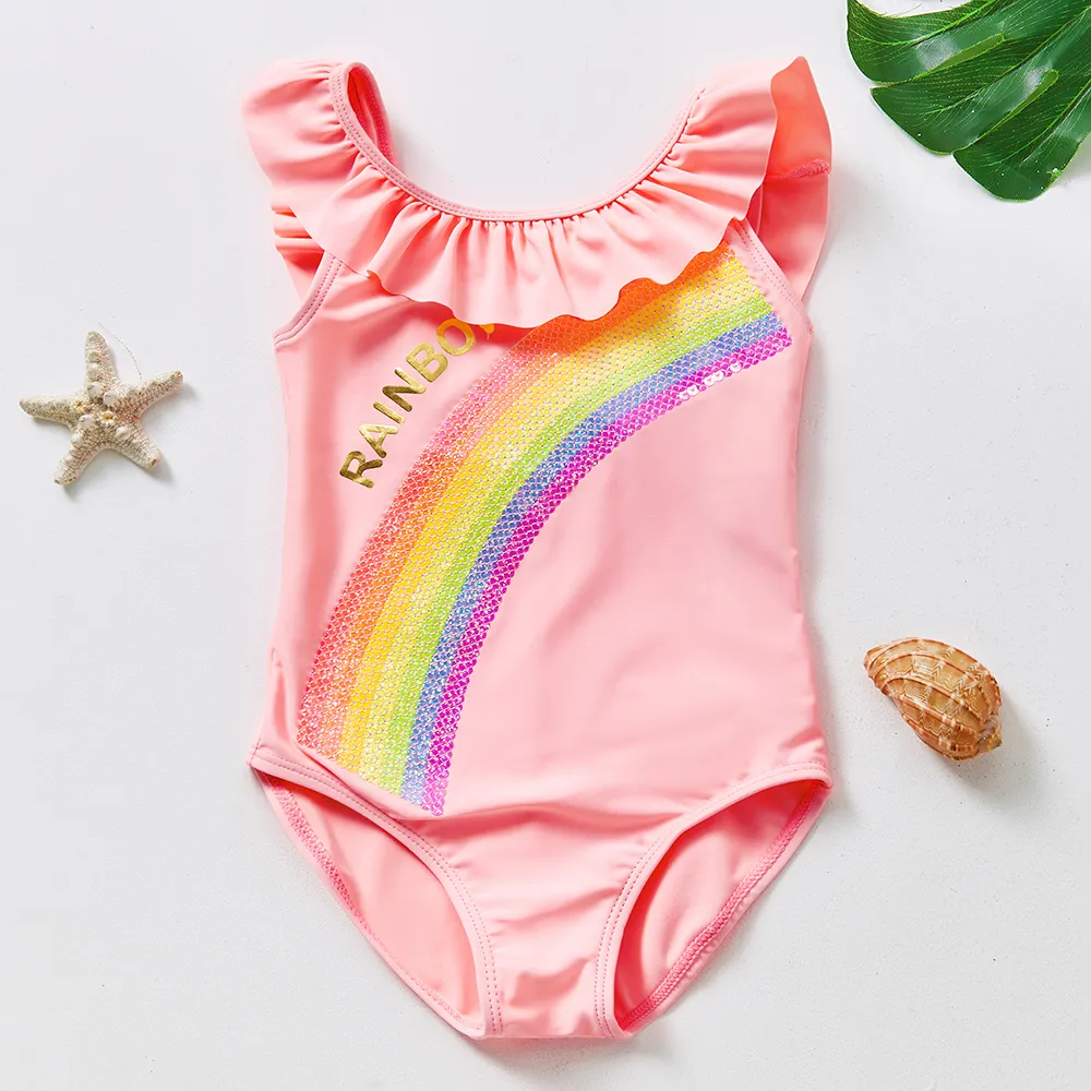 3-8y meninas roupas de banho bosfilizações de garotas de natação Rainbow Ligins Kid Beach Use Kids Bathing Suiting Biquini infantil