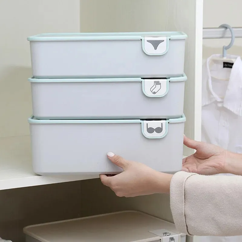 1/10/15 Boîte de rangement de sous-vêtements en plastique de grille avec dotoir d'organisateur de placard de marque pour sous-vêtements Boîte de soutien-gorge Organisateur avec couverture