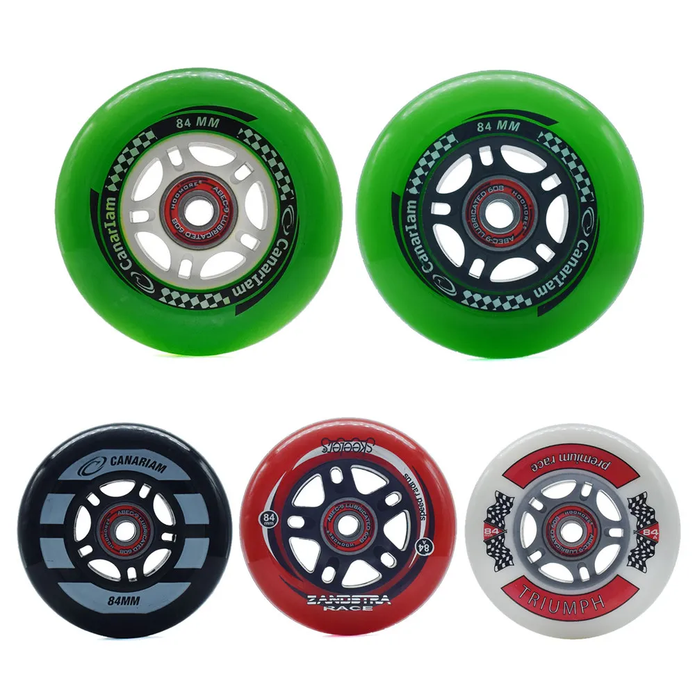 84 mm 4 roues + cadre en ligne Base de patinage 4x84 mm 84A Pneu à rouleaux avec ILQ-11 608 Boulon d'espaceur de roulement pour SEBA 84 Skating