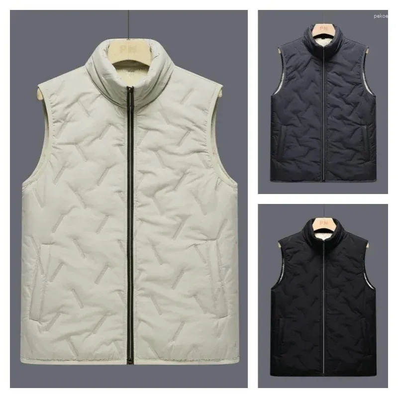 Herenjacks Winter Solid Color Simple Gevoted verdikte mouwloos warm vest Stand-up kraag windbuis mode casual down jas 2024