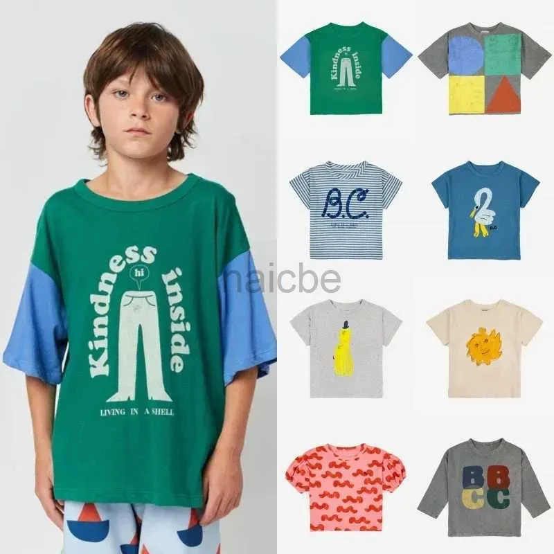 T-shirts BC 2023 Summer Ins Style Childrens T-shirt garçons and girls Casual Cartoon Print Imprimez à manches courtes Top Children Vêtements 240410