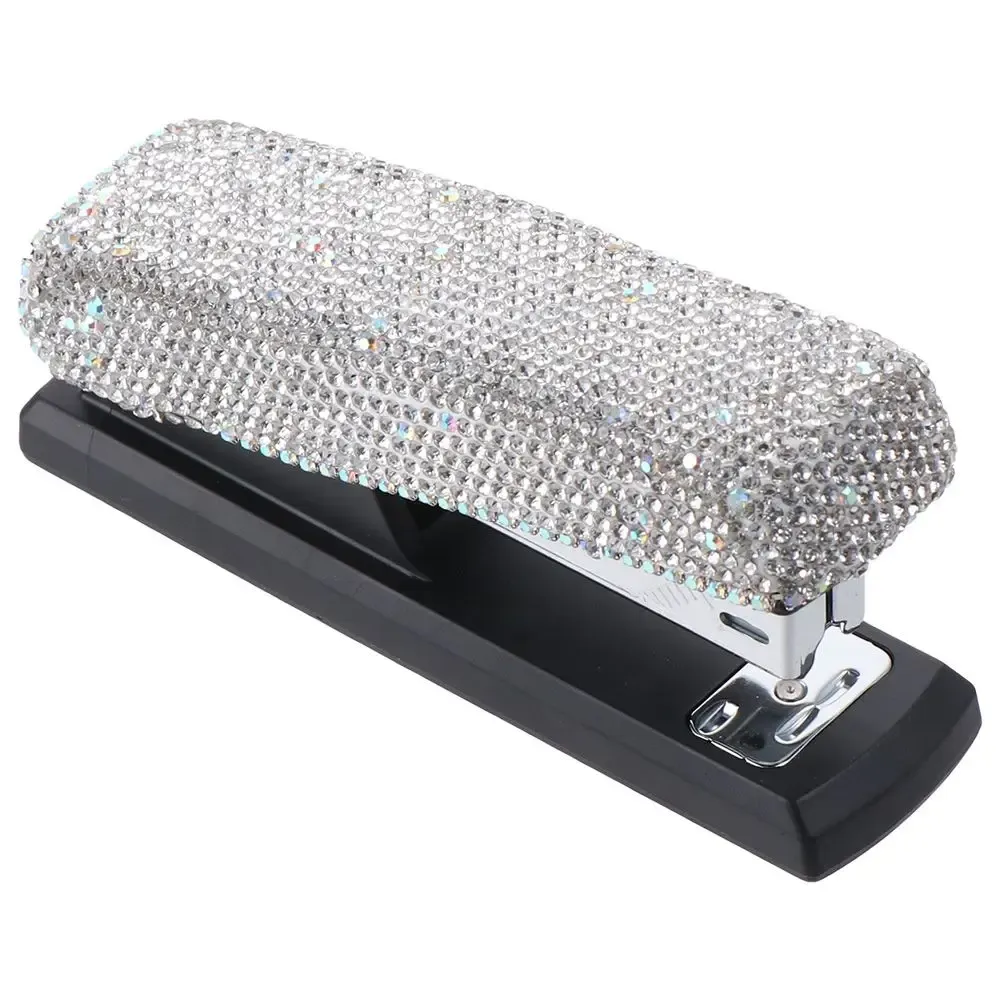 Stapler Black Base Crystal Stapler Home Bling Desk Desk Accessory Rhinestone Stapler Bureau