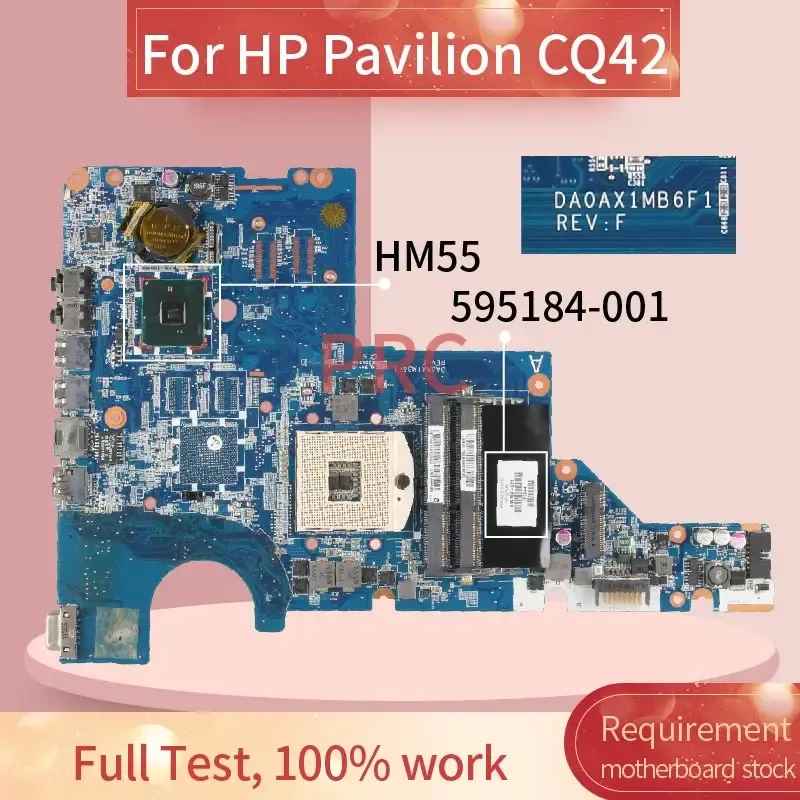 Moderkort för HP Pavilion CQ42 DA0AX1MB6H1 DA0AX1MB6F0 DA0AX1MB6E0 LAPTOP MODERBODE 595184001 595184501 HM55 DDR3 Notbok Mainboard
