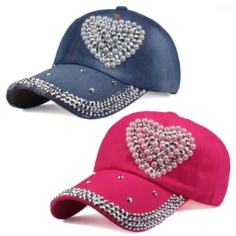 Baskar barn mode justerbart hjärtformade strass med toppade toppar cap hatt barn bomullsbaseball vinter