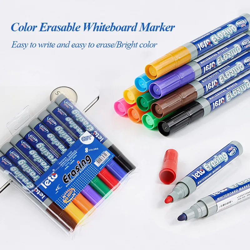 8/12 couleurs marker à tableau blanc coloré 2,8 mm brillant sûr de bureau effaçable de bureau fournit des stylos de dessin pour enfants