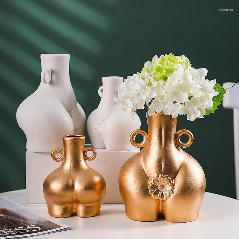 Vases Scandinavian Human Body Vase Ins Ceramic Flower Arrangement Flower Room Ornement Decoration